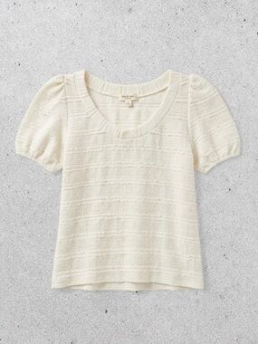 🌸 3/30$ Kim & Cami Cream Textured Short Sleeve Knit Top